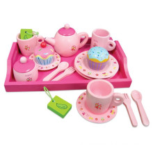 Pink Hot Sales Wooden Cupcake Tea Set Toys for Children